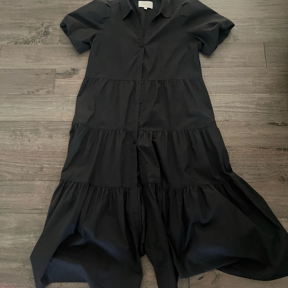 Elegant washed black Tiered Dress